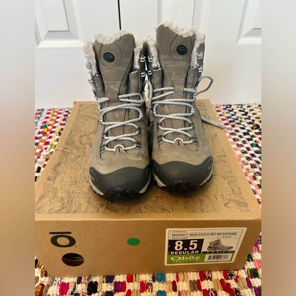 Oboz Bridger Boots, Sage and Gray, Lightly Used, Size 8.5